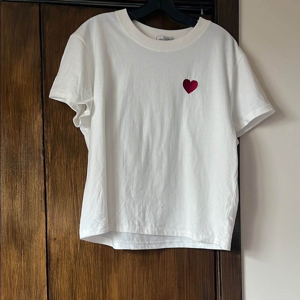 Wildfox Red Heart Boxy White T-Shirt